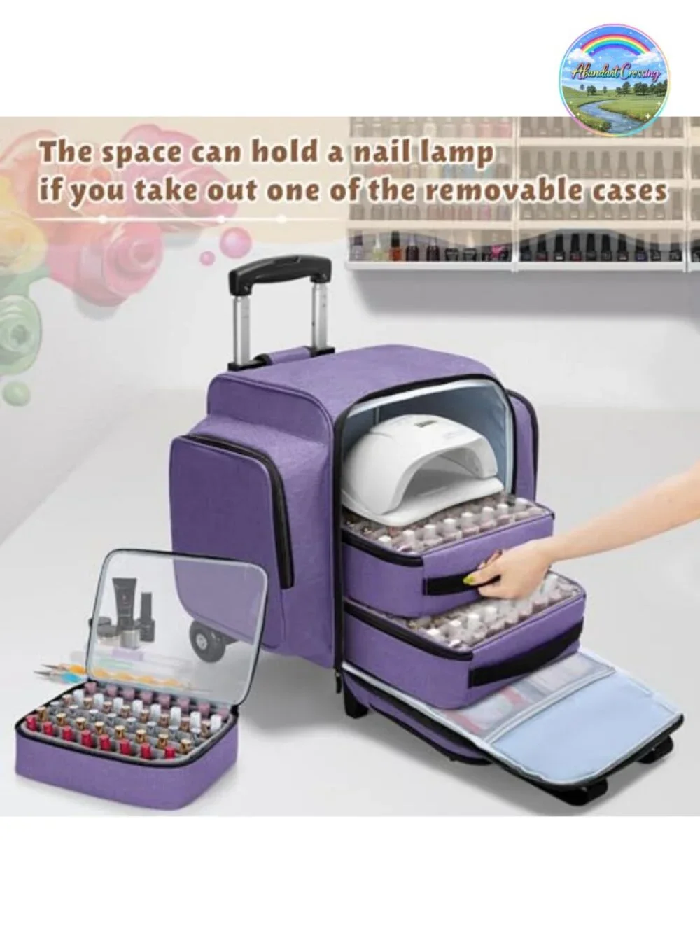 Rolling Nail Polish Organizer Case Holds 144 Bottles with Wheels Trolley Makeup